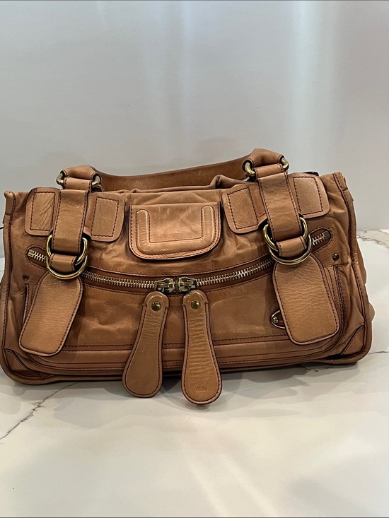 Chloe Handbags - Chloe Leather Camel Shoulder Bag with Double Buckle Detail. Made in Italy. Roomy